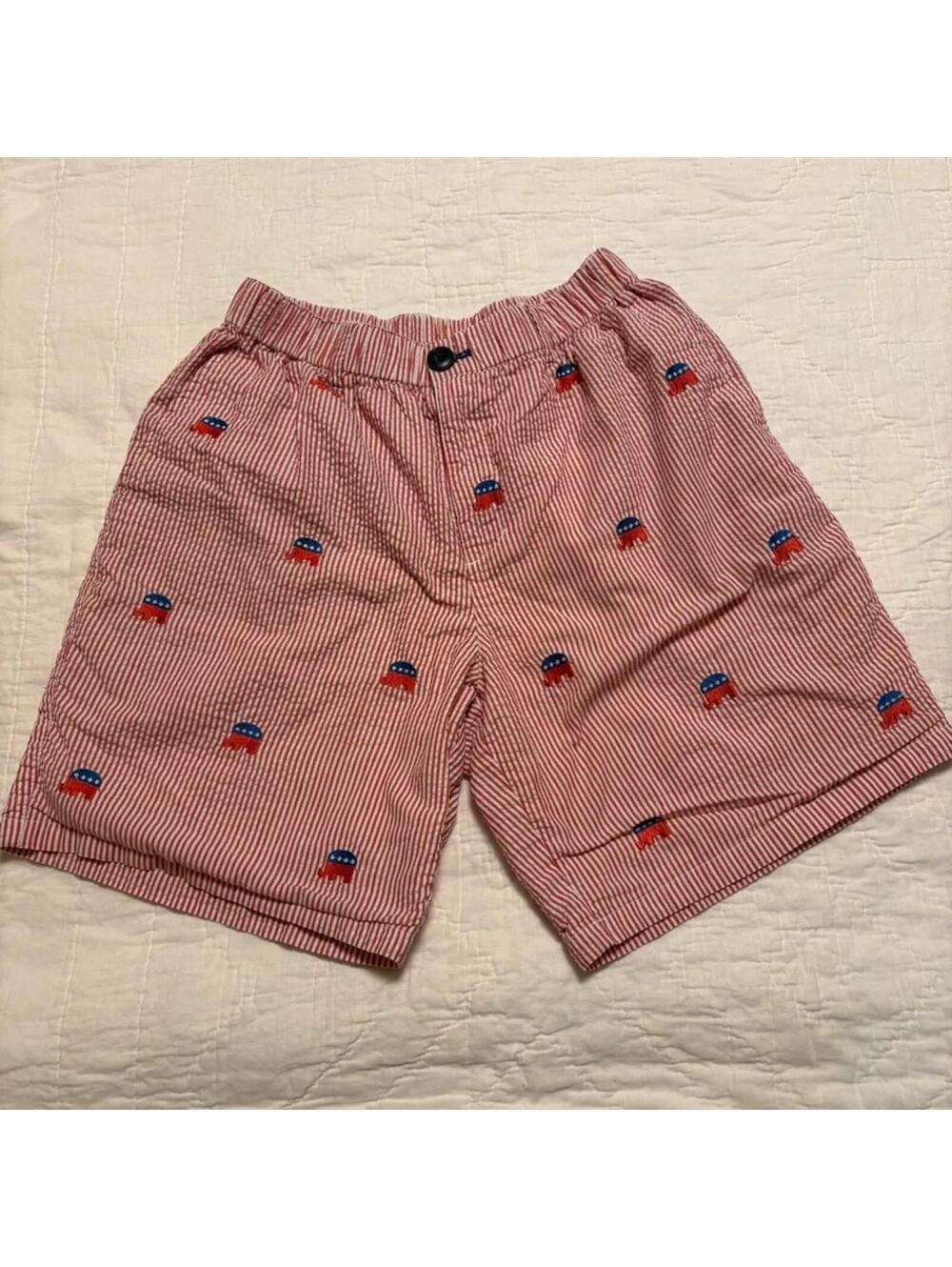 Rufus & Royce Stetler Shorts Men’s Medium Seersucker Elephant Embroidered Preppy